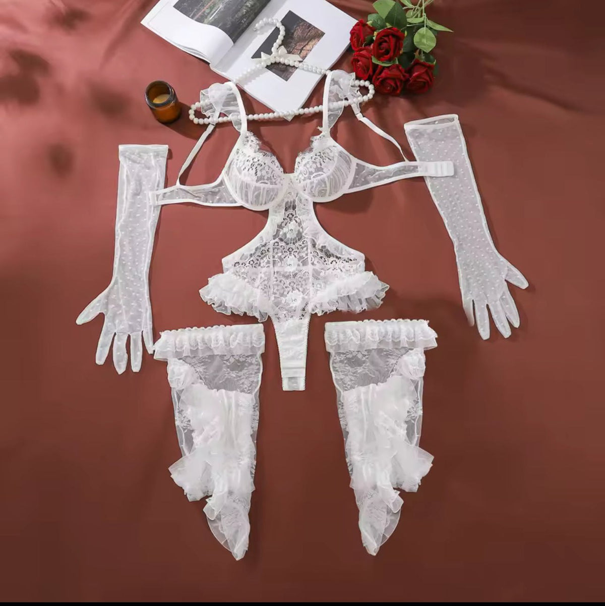 Bridal Lace Open Cup Bodysuit - Lingerie Bodysuit for Women
