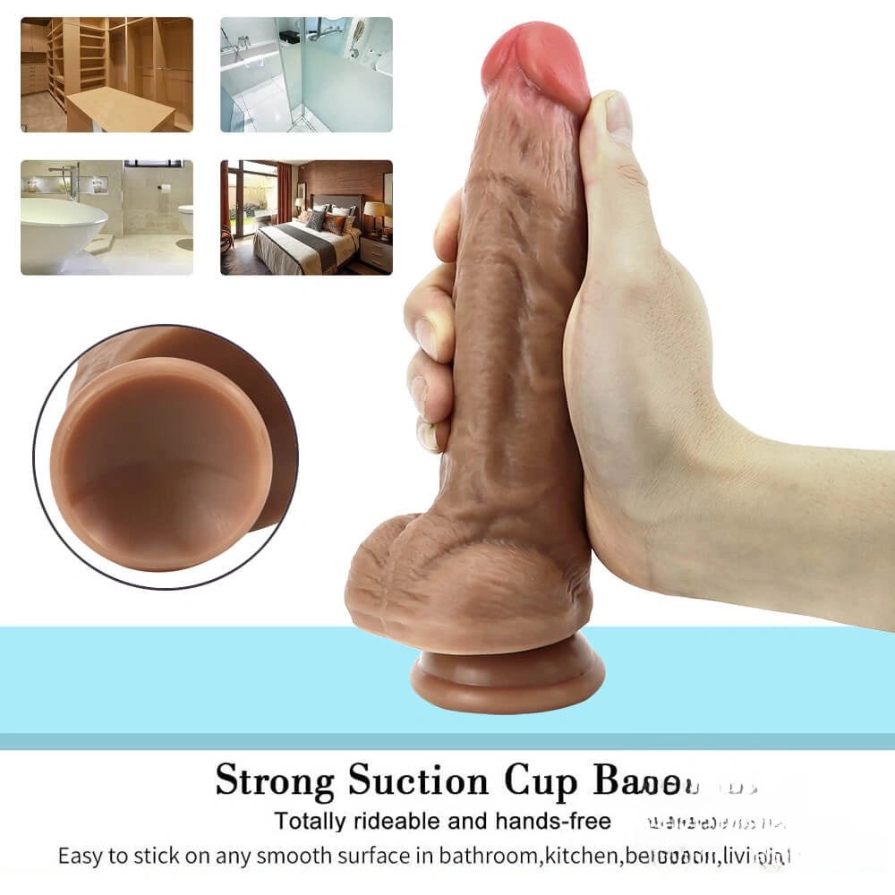 Brown Suction Cup Dildo 8 in - Strong Suction Base Dildo