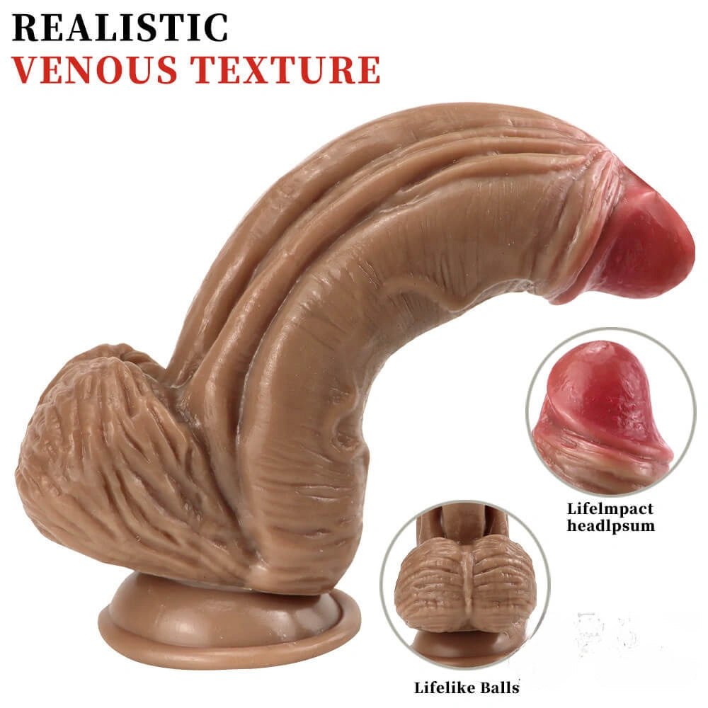 Brown Thick Suction Cup Dildo - Big Girth Realistic Dong