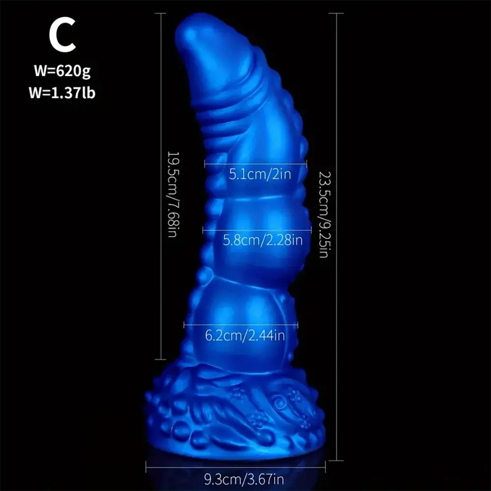 Bulbous Knot Blue Fantasy Dildo - textured fantasy beast dildo