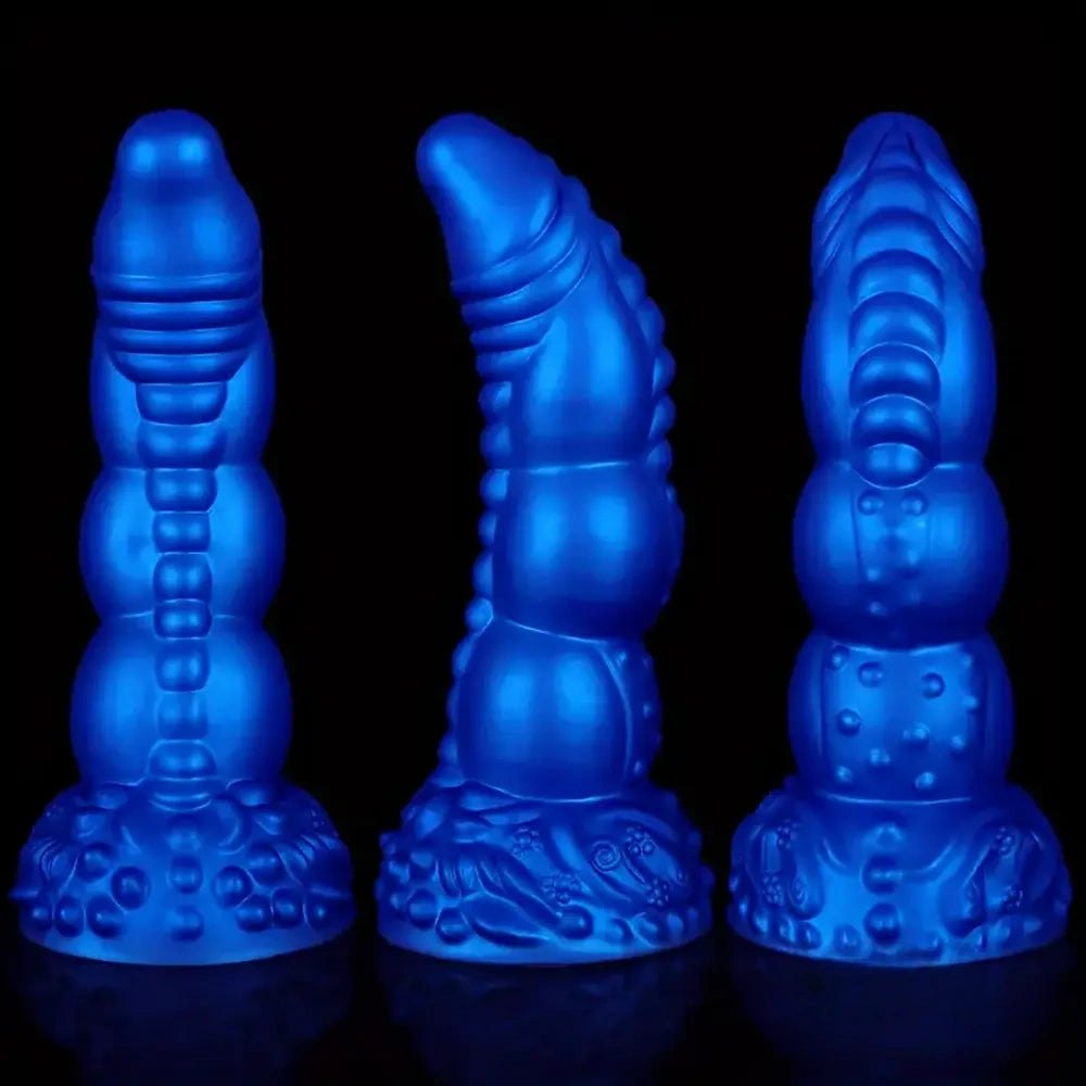 Bulbous Knot Blue Fantasy Dildo - textured fantasy beast dildo