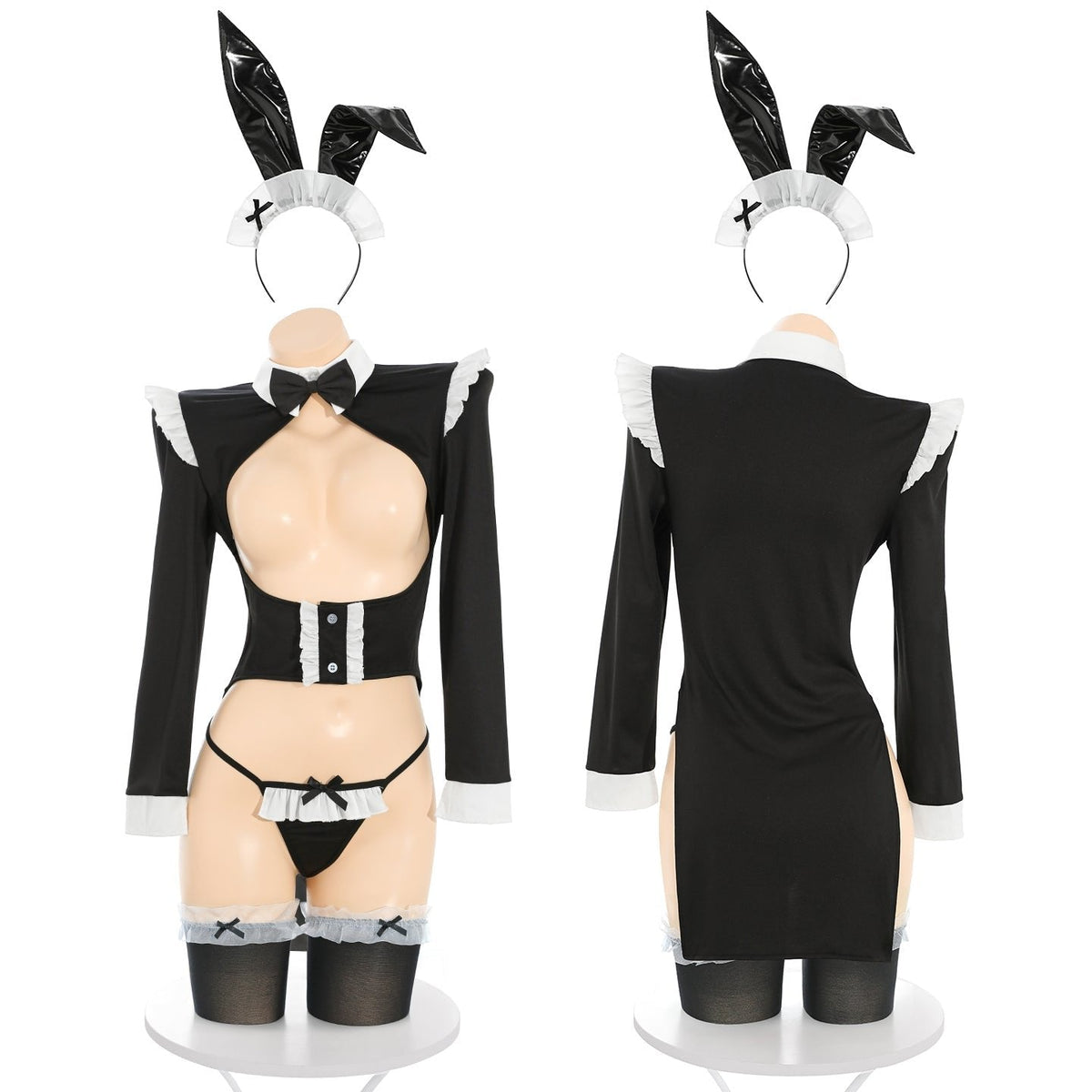 Bunny Deep V Cutout Leotard - Sexy Bunny Costume