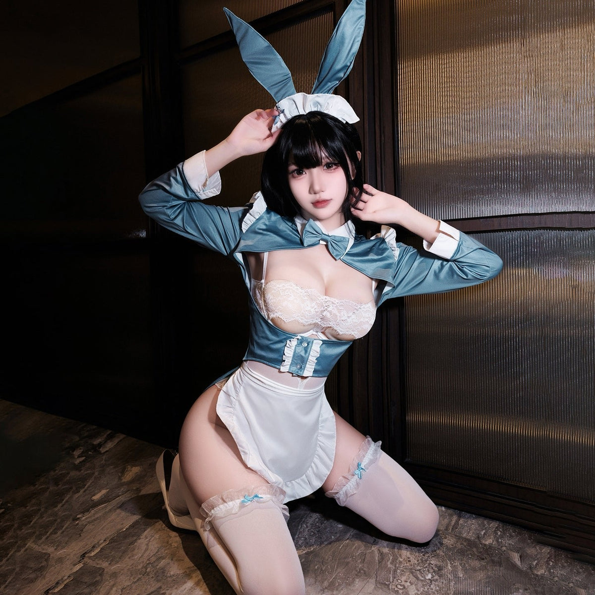 Bunny Deep V Cutout Leotard - Sexy Bunny Costume