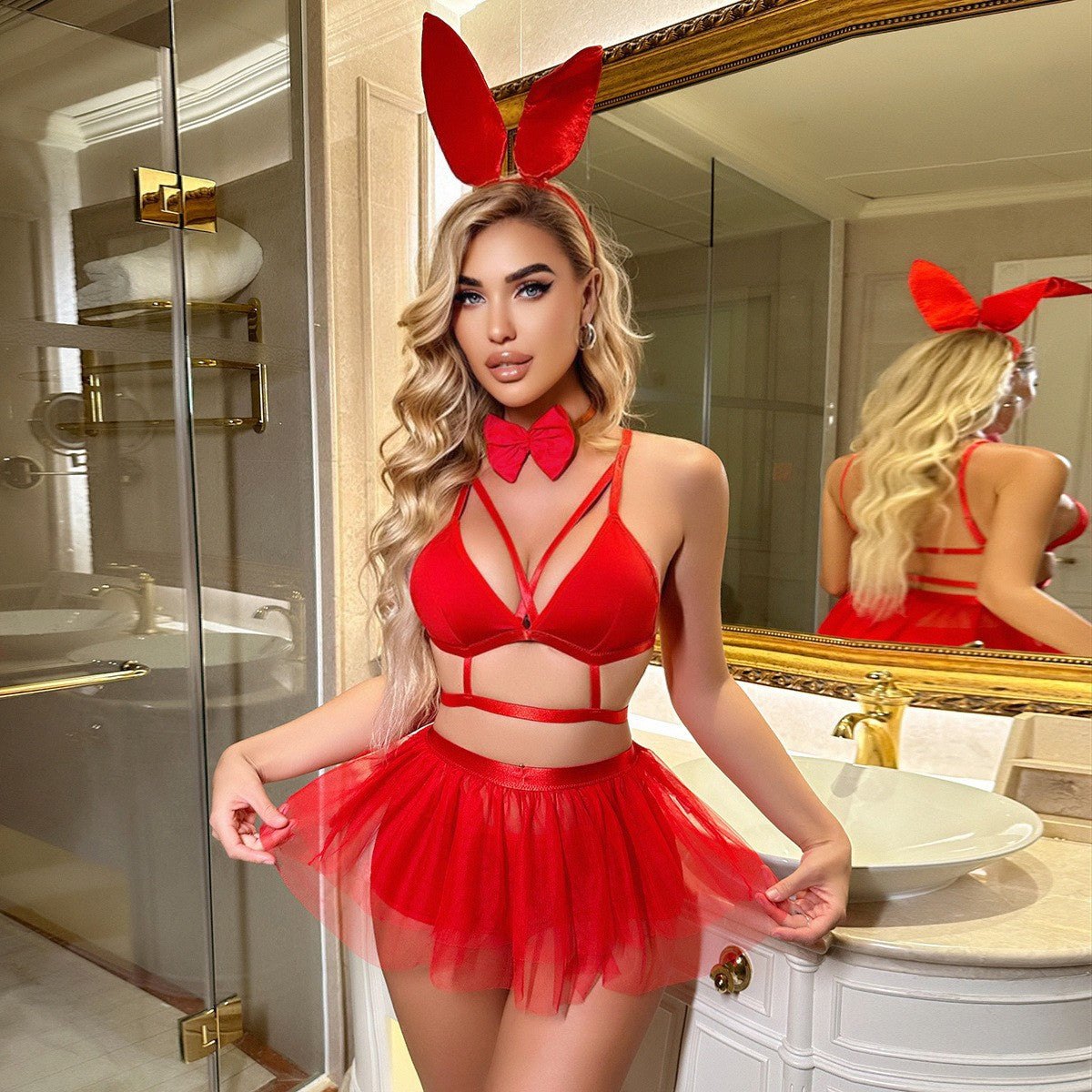 Bunny Roleplay Tulle Skirt Set - Lingerie Costume for Women