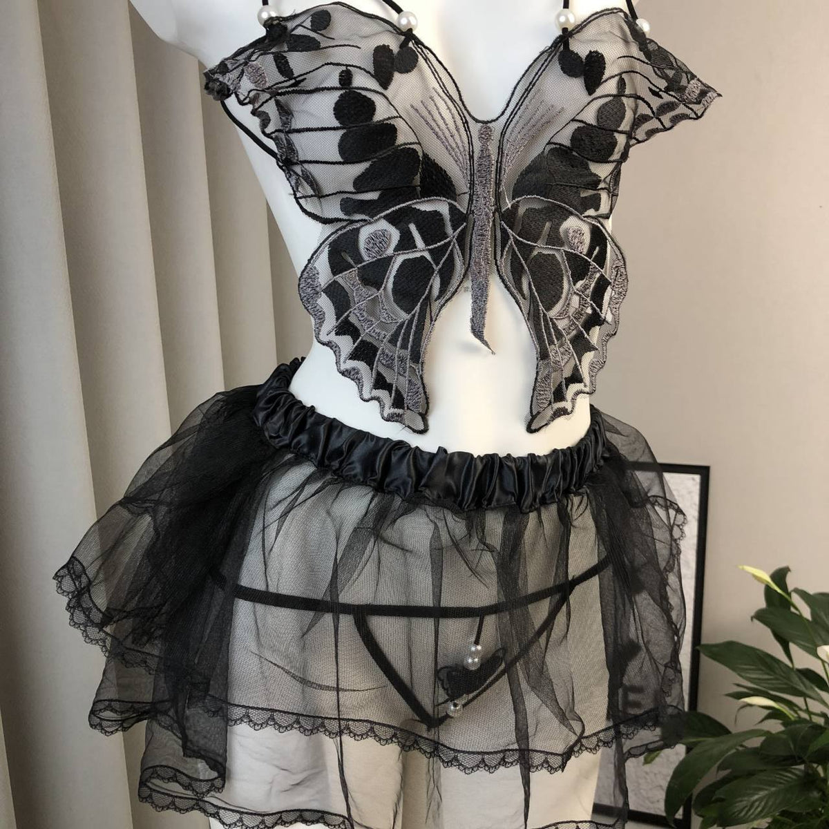 Butterfly Pearl Tutu Skirt Set - Sexy Camisole Set
