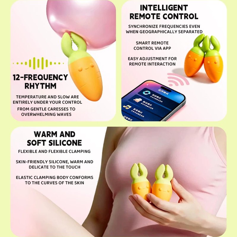 Carrot Garden Nipple Clamp Duo - Vibrating Labia Clamps