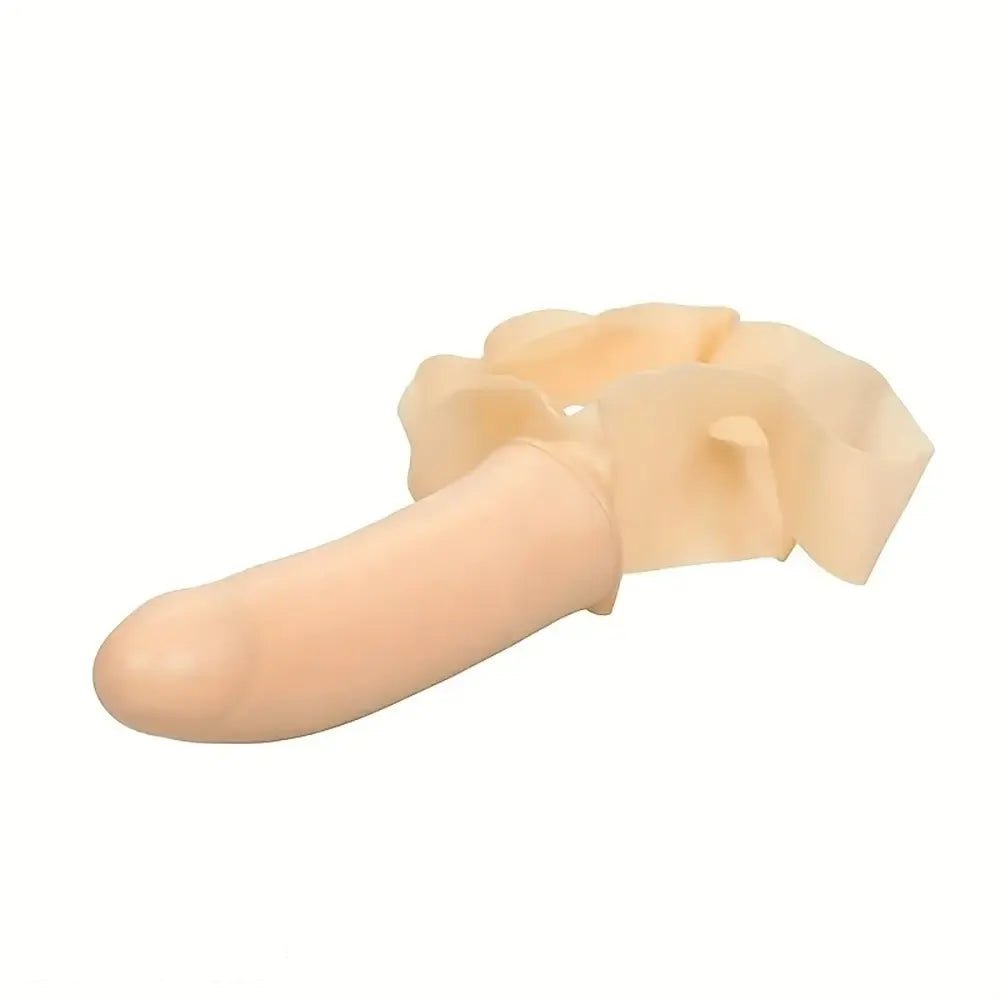 Chin Harness Strap-On Dildo 14 in - Hands-Free Face Strap-On