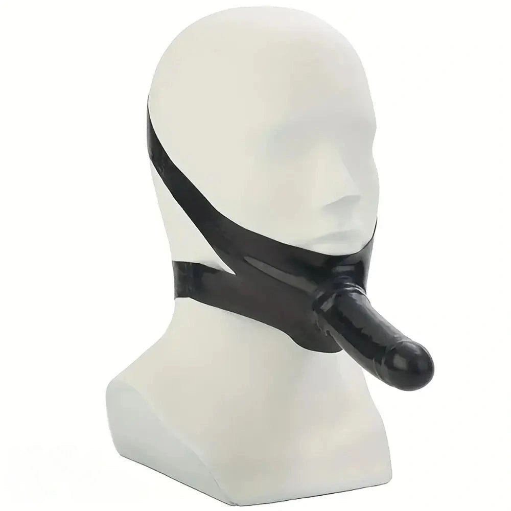 Chin Harness Strap-On Dildo 14 in - Hands-Free Face Strap-On