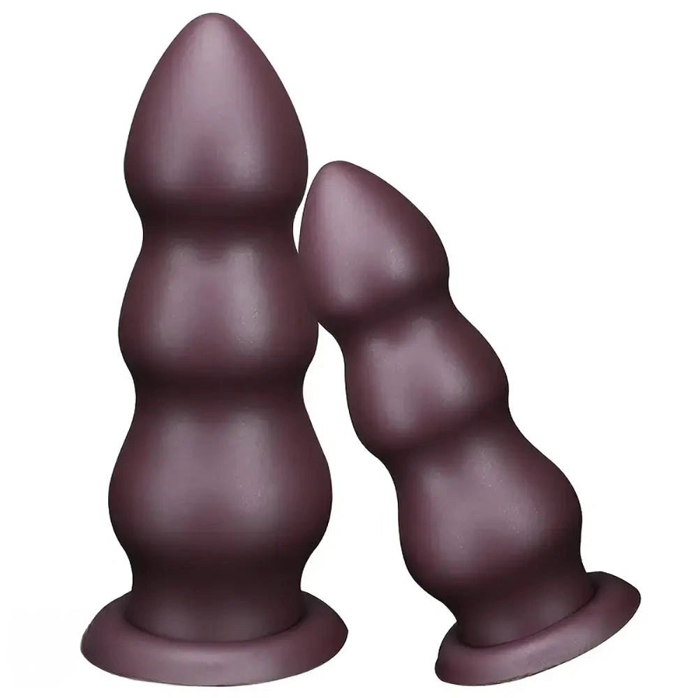 Chocolate Ribbed Anal Dildo - Ribbed Silicone Anal Dildo