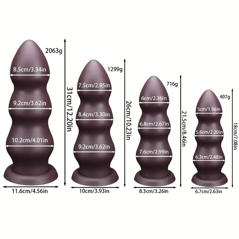 Chocolate Ribbed Anal Dildo - Ribbed Silicone Anal Dildo