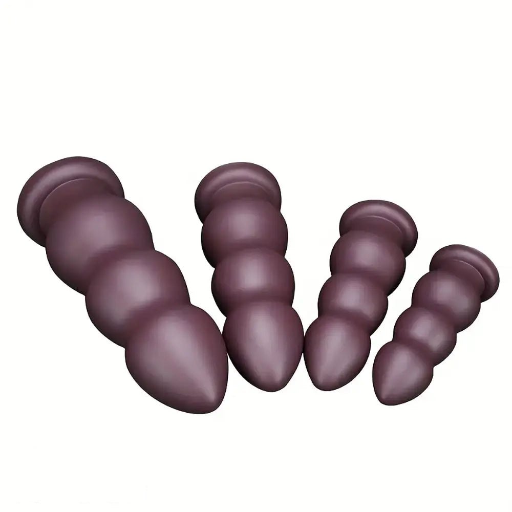 Chocolate Ribbed Anal Dildo - Ribbed Silicone Anal Dildo