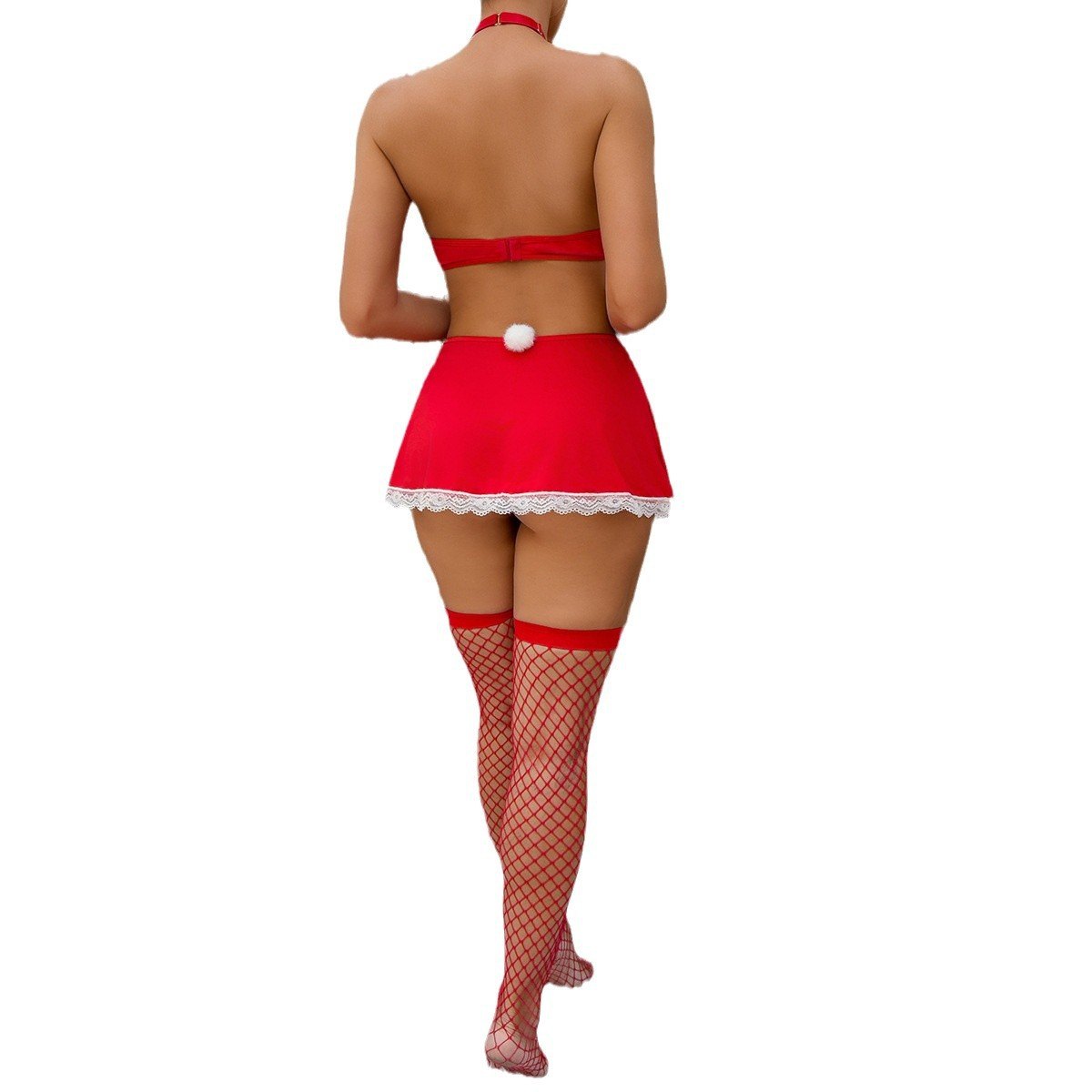 Christmas Maid Heart Cutout Bra Set - Sexy Santa Maid