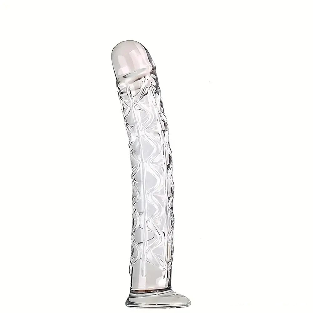 Clear Crystal Glass Dildo 6 in - Textured Glass Dildo