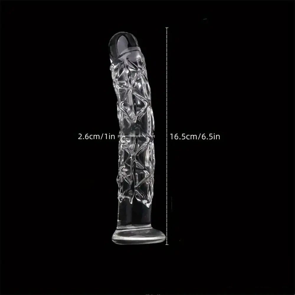 Clear Crystal Glass Dildo 6 in - Textured Glass Dildo