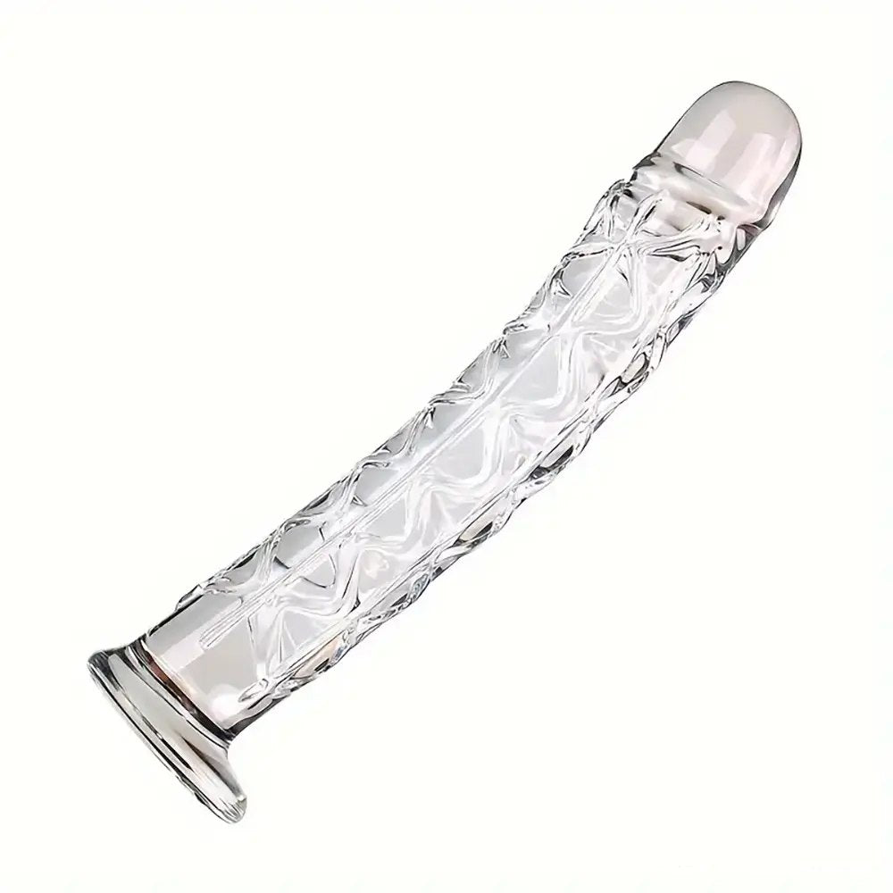 Clear Crystal Glass Dildo 6 in - Textured Glass Dildo