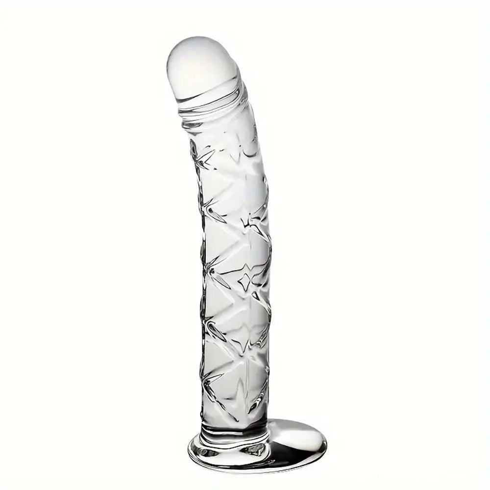 Clear Crystal Glass Dildo 6 in - Textured Glass Dildo