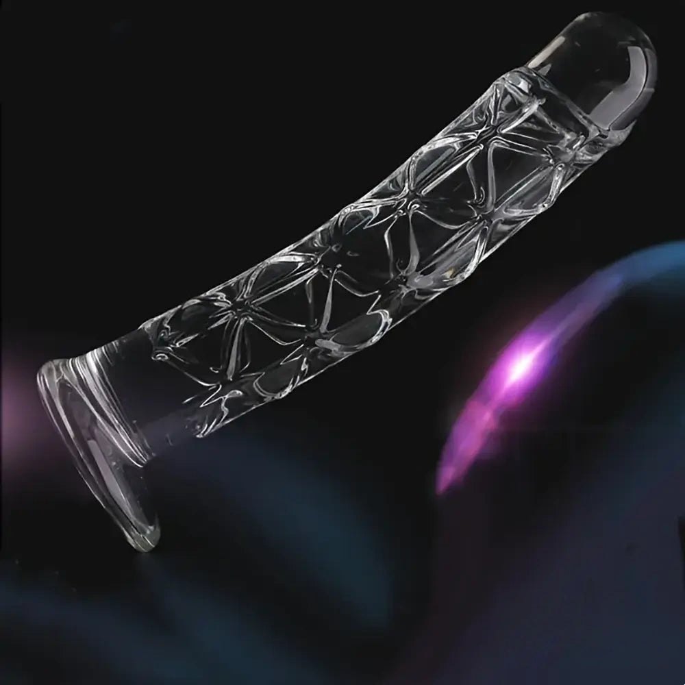 Clear Crystal Glass Dildo 6 in - Textured Glass Dildo
