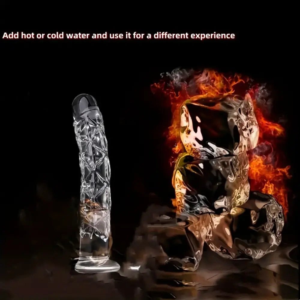 Clear Crystal Glass Dildo 6 in - Textured Glass Dildo