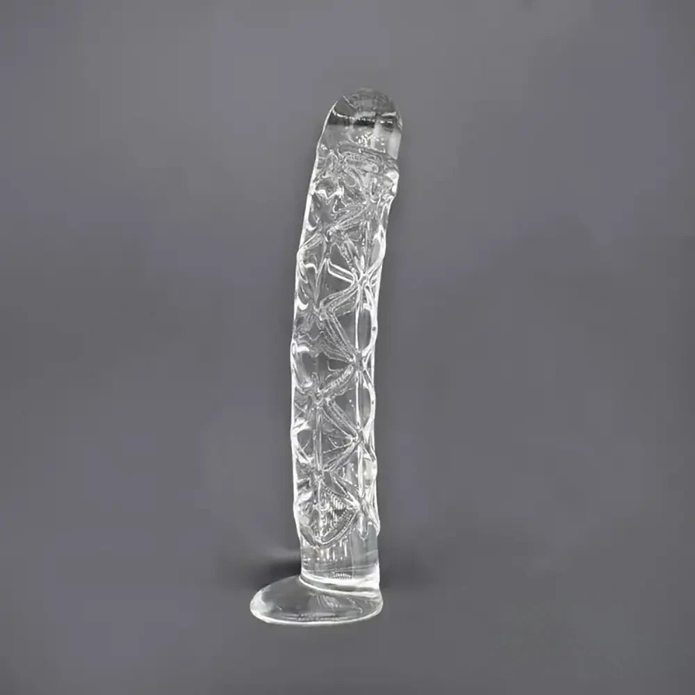Clear Crystal Glass Dildo 6 in - Textured Glass Dildo