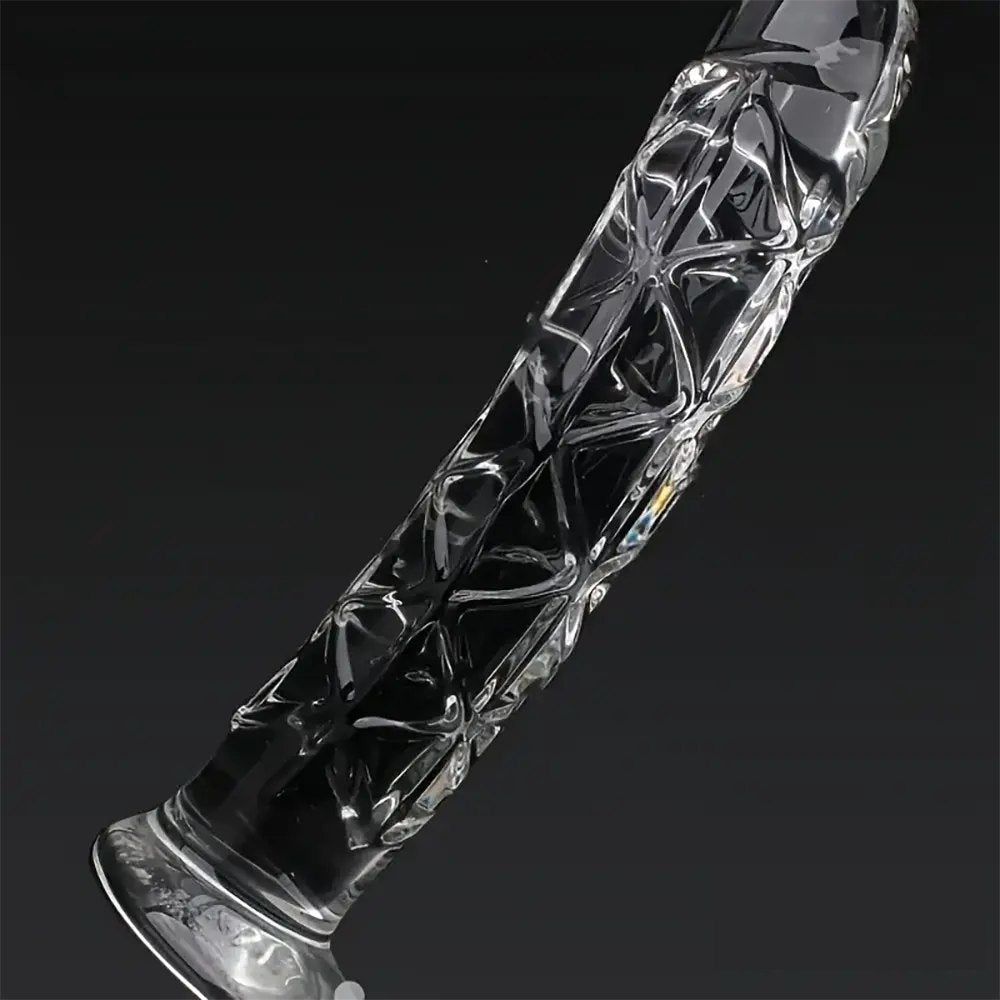 Clear Crystal Glass Dildo 6 in - Textured Glass Dildo