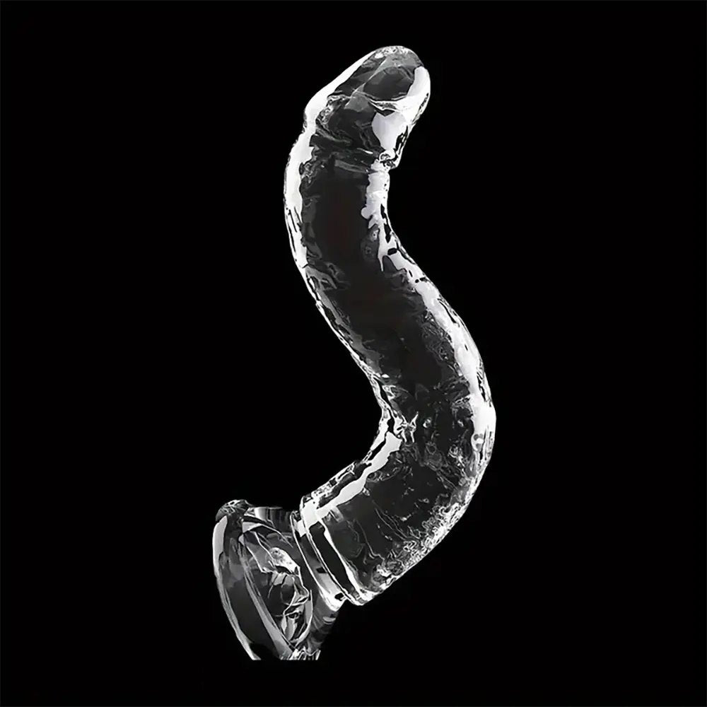 Clear Curved G-Spot Dildo - Curved Glass-Look Dildo