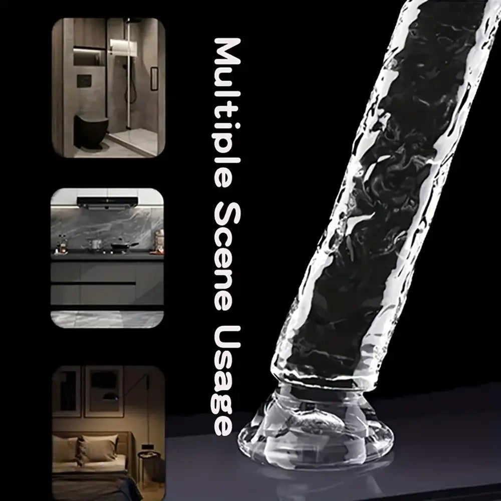 Clear Curved G-Spot Dildo - Curved Glass-Look Dildo