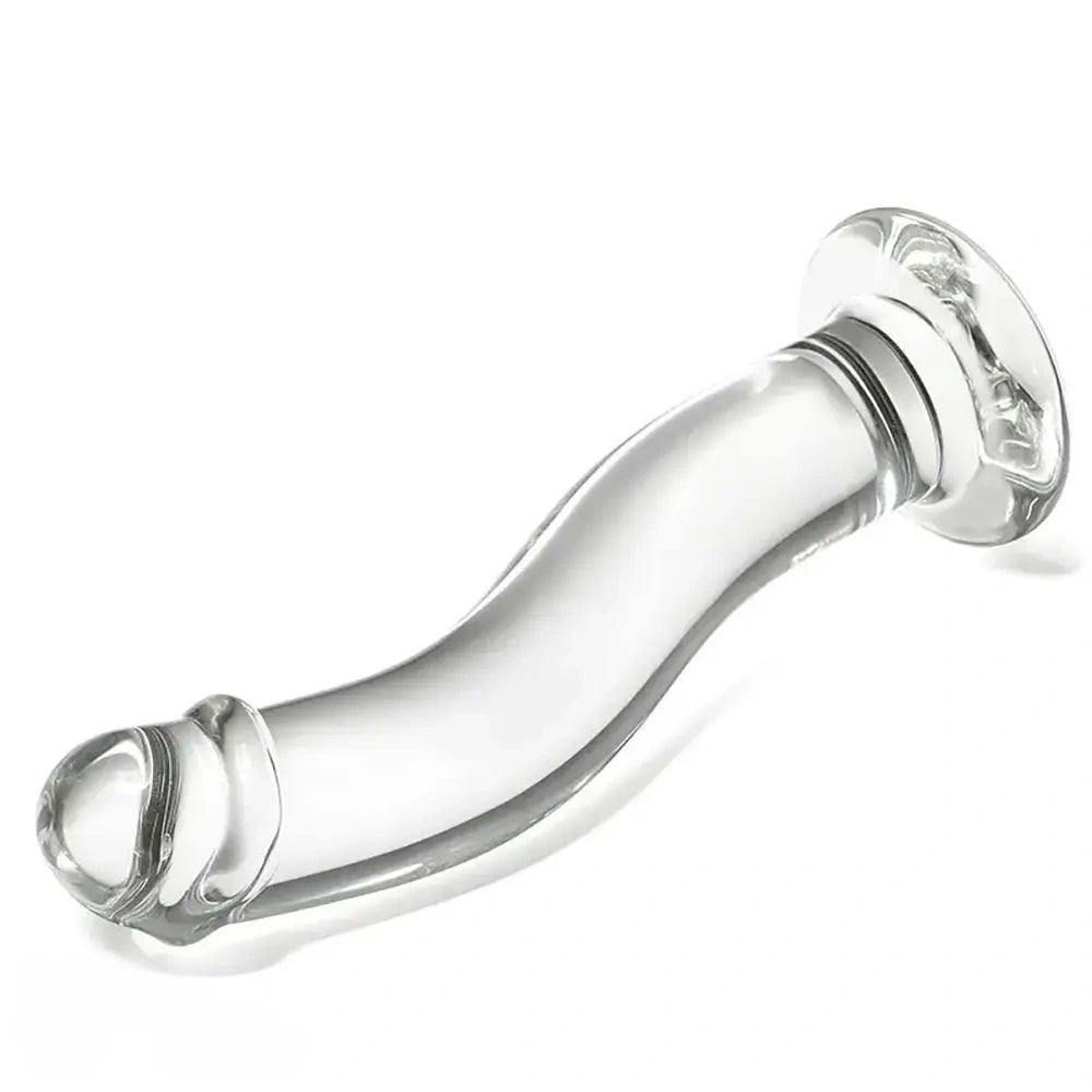 Clear Curved Glass Dildo - Smooth Glass Dildo