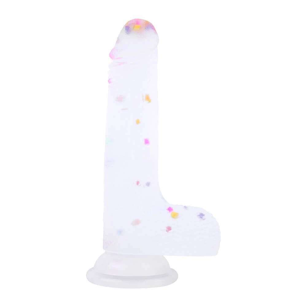 Clear Dildo with Color Fleck Accents - Suction Cup Dildo