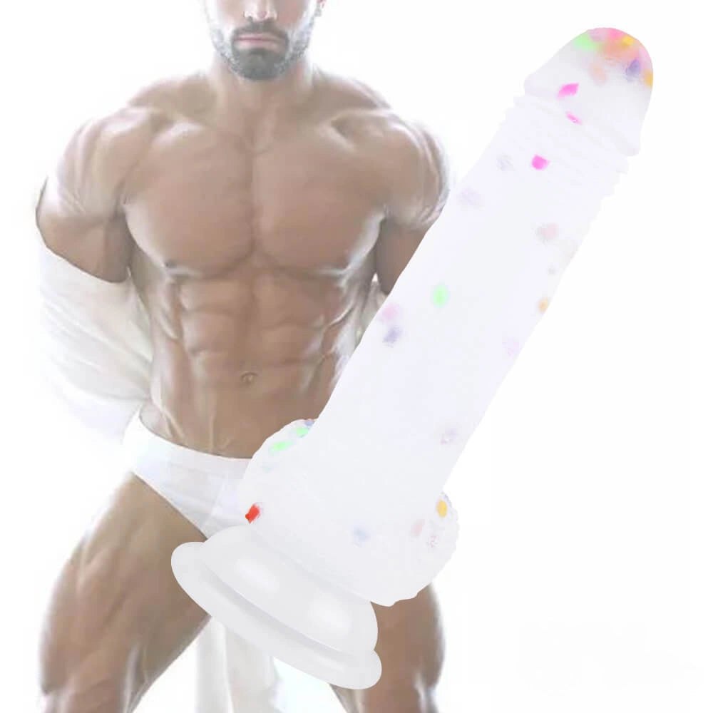 Clear Dildo with Color Fleck Accents - Suction Cup Dildo