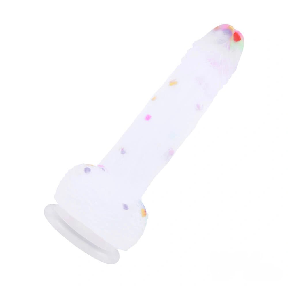 Clear Dildo with Color Fleck Accents - Suction Cup Dildo