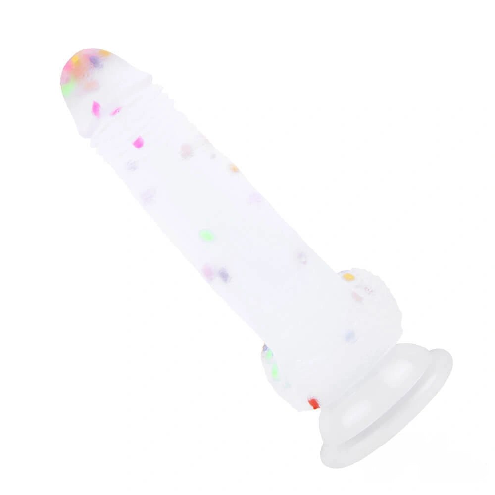 Clear Dildo with Color Fleck Accents - Suction Cup Dildo