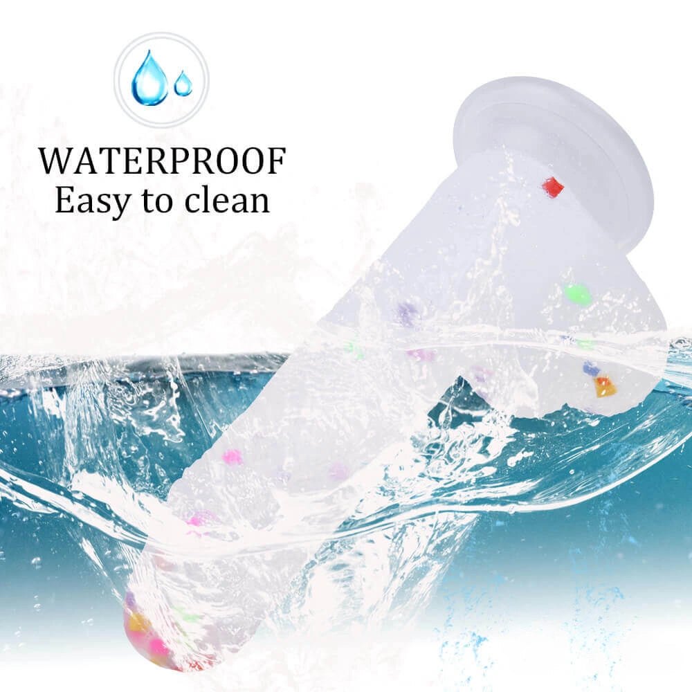 Clear Dildo with Color Fleck Accents - Suction Cup Dildo