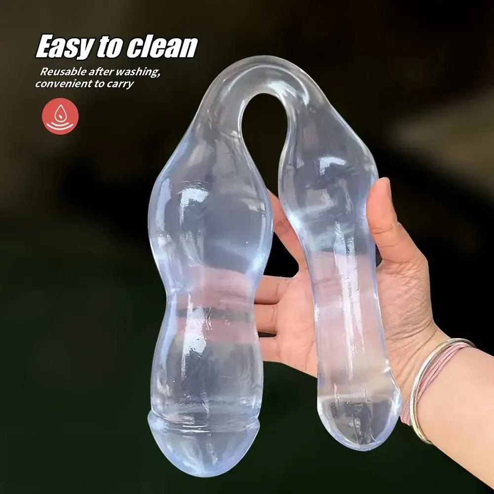 Clear Double-Ended Dildo - Flexible Jelly Double Dildo