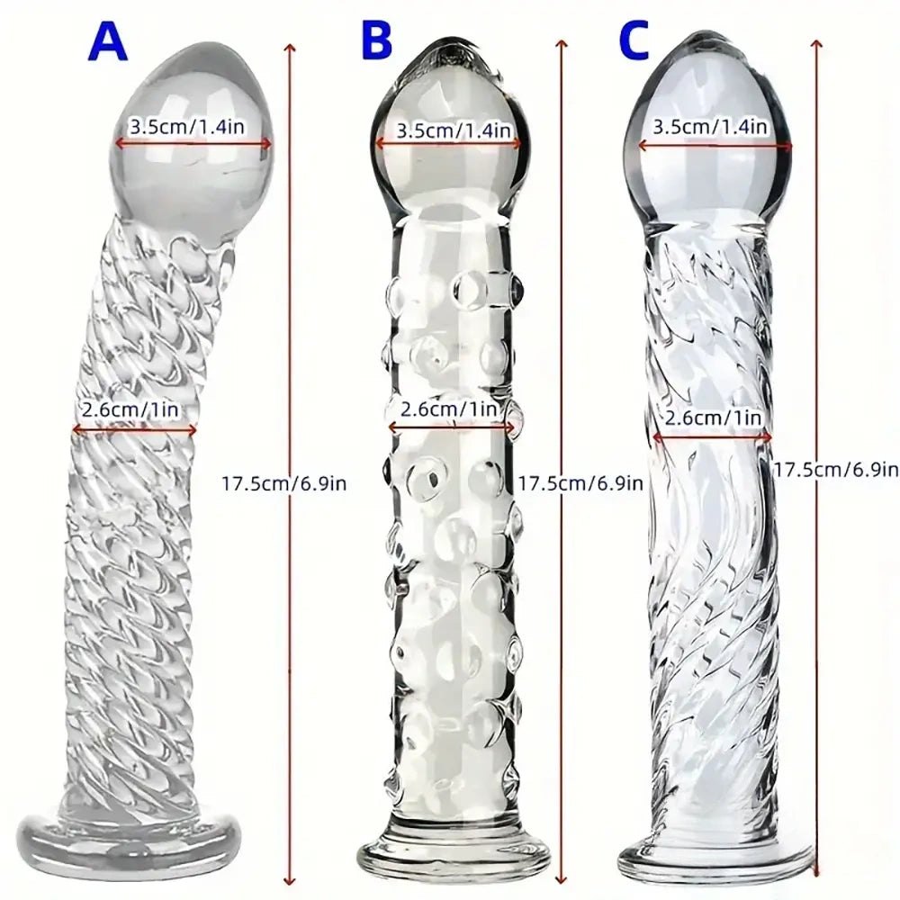 Clear Glass Crystal Dildo 6.9 in - Glass G-Spot Dildo