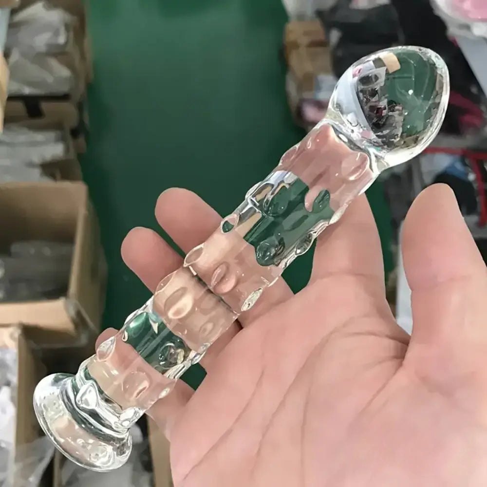 Clear Glass Crystal Dildo 6.9 in - Glass G-Spot Dildo