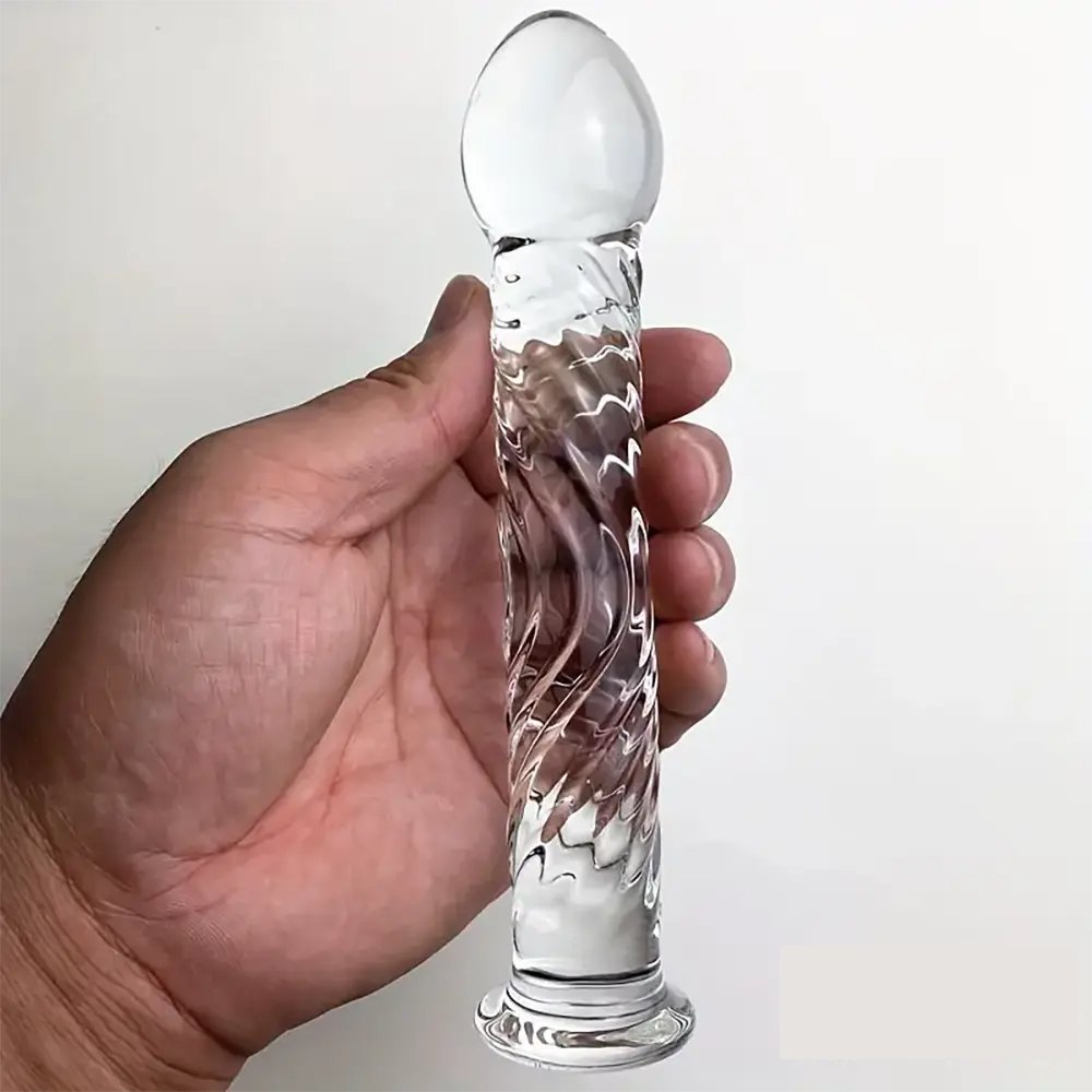 Clear Glass Crystal Dildo 6.9 in - Glass G-Spot Dildo