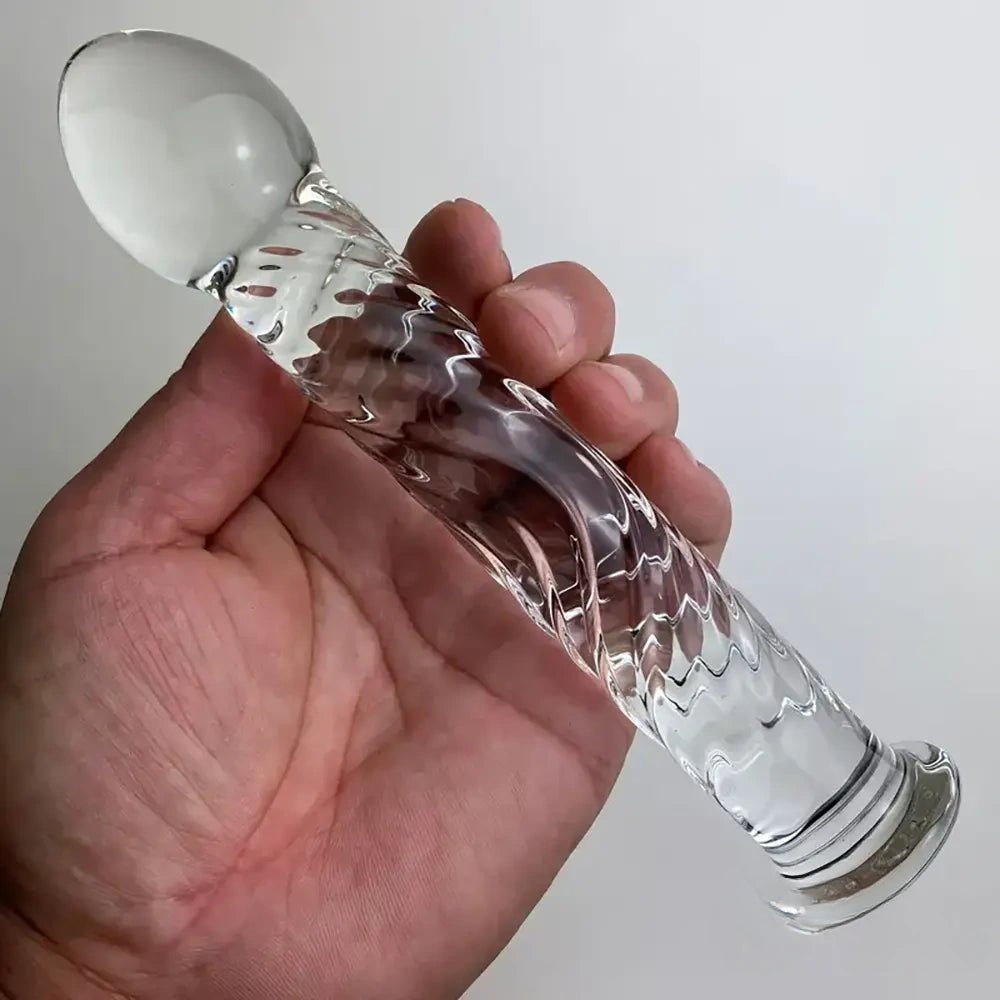 Clear Glass Crystal Dildo 6.9 in - Glass G-Spot Dildo