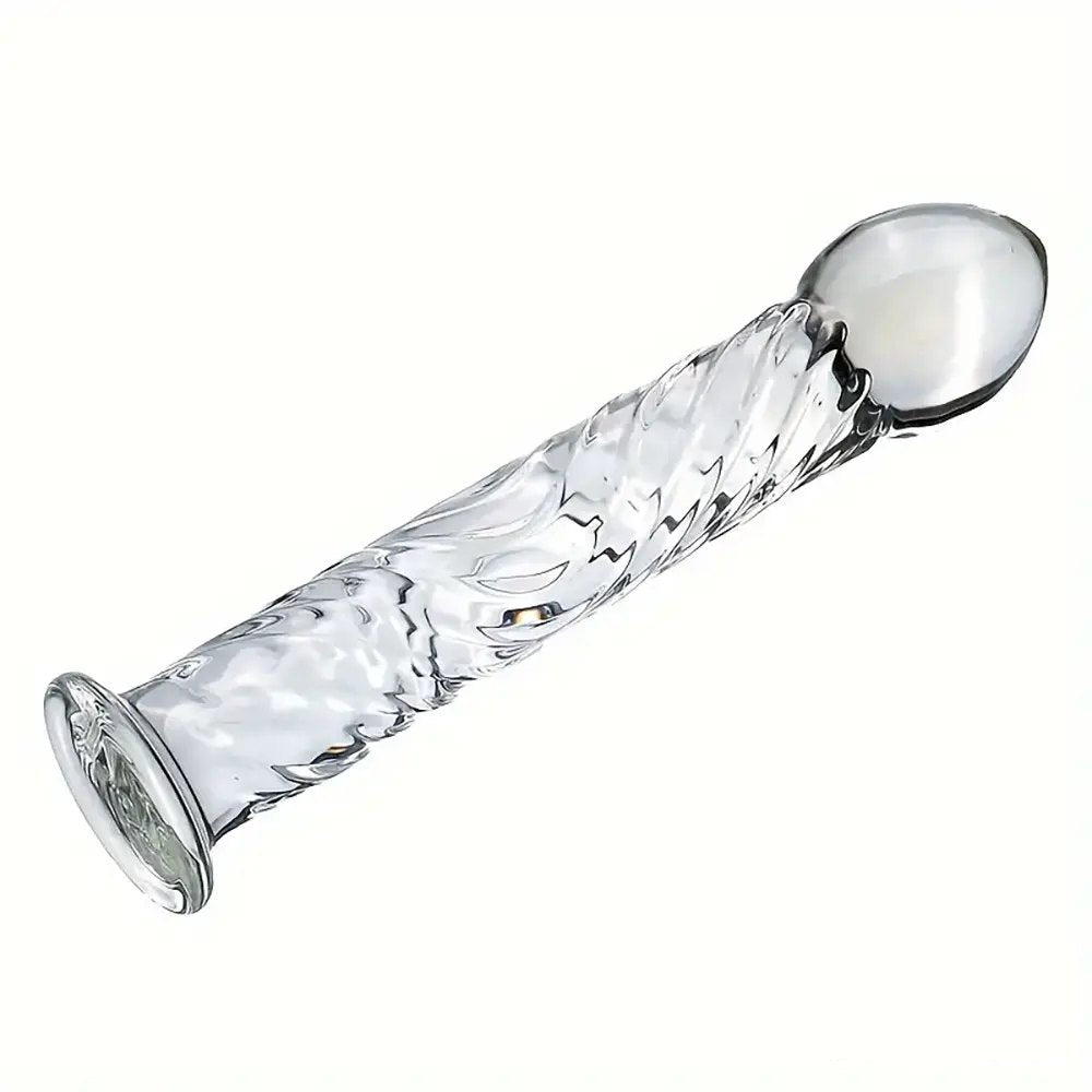 Clear Glass Crystal Dildo 6.9 in - Glass G-Spot Dildo