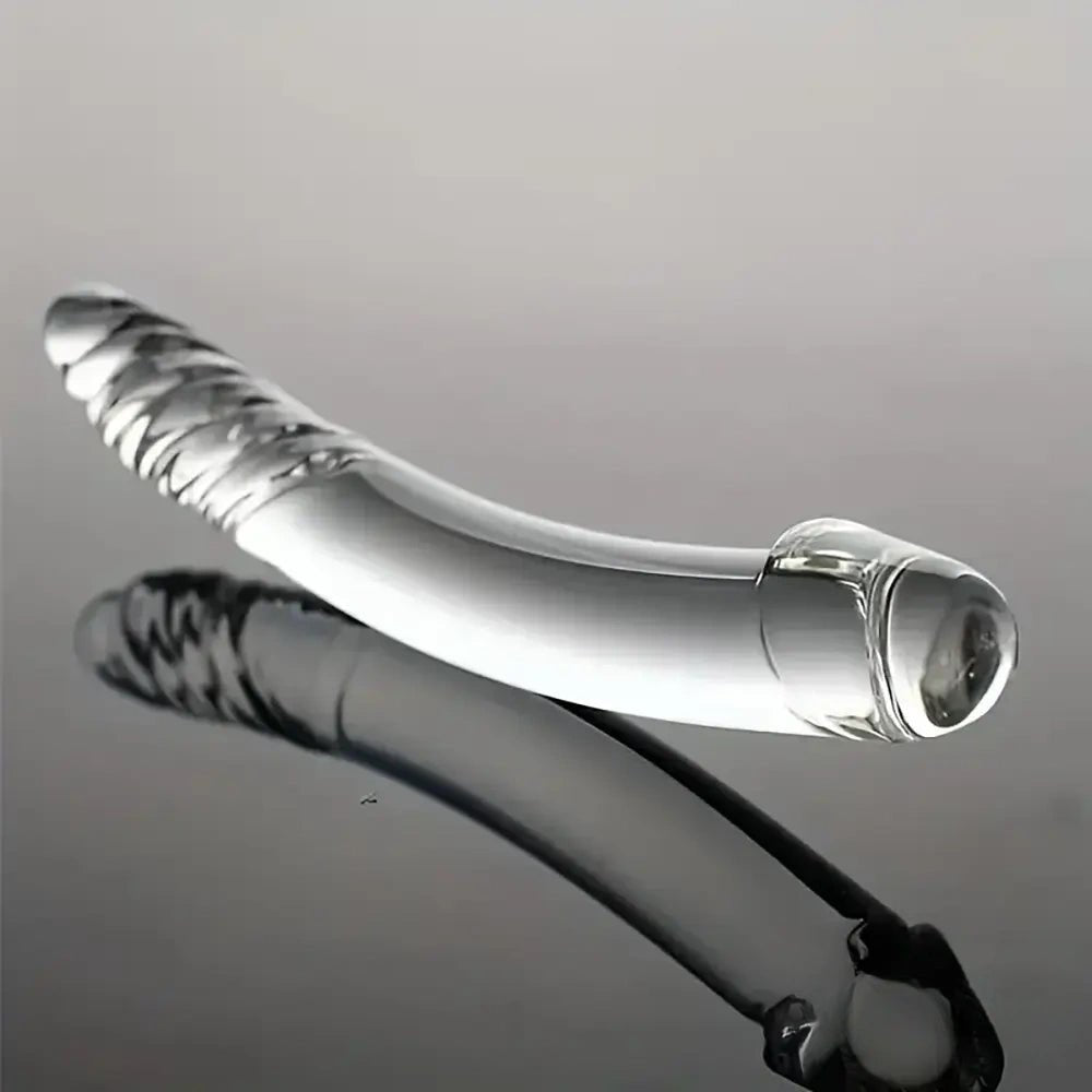 Clear Glass Curved Dildo 8.4in - Glass Metal Dildo