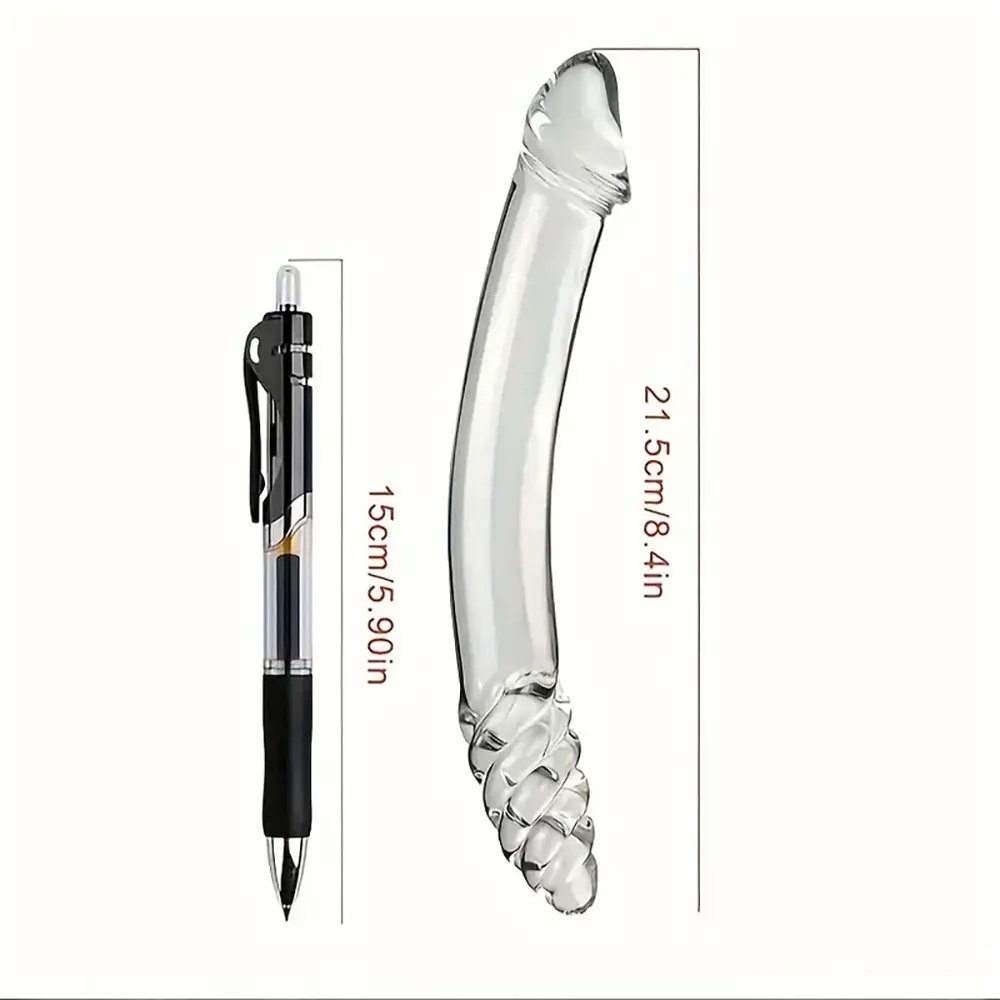 Clear Glass Curved Dildo 8.4in - Glass Metal Dildo
