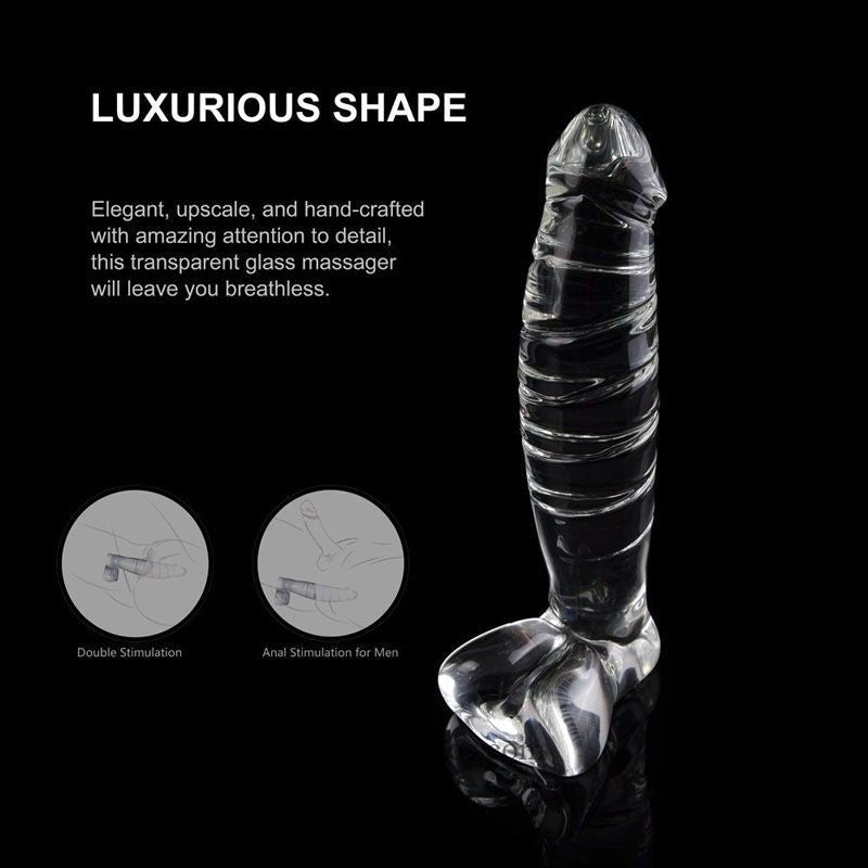 Clear Glass Spiral Dildo - Glass Dildo With Base