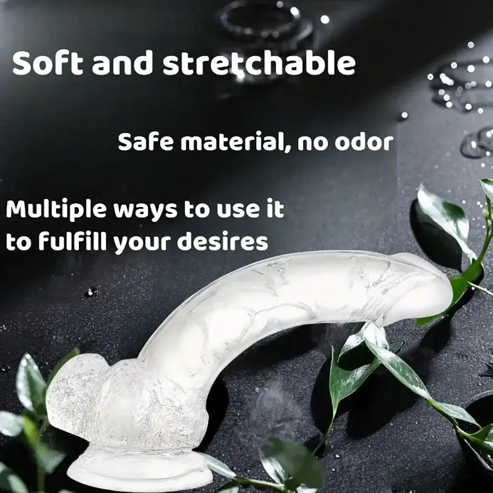 Clear Hands-Free Dildo 7.09in - Realistic Suction Dildo