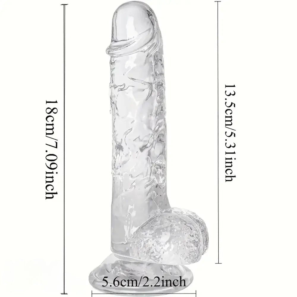 Clear Hands-Free Dildo 7.09in - Realistic Suction Dildo