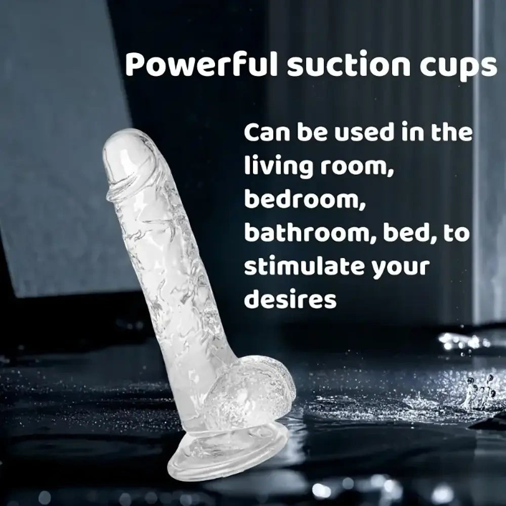 Clear Hands-Free Dildo 7.09in - Realistic Suction Dildo