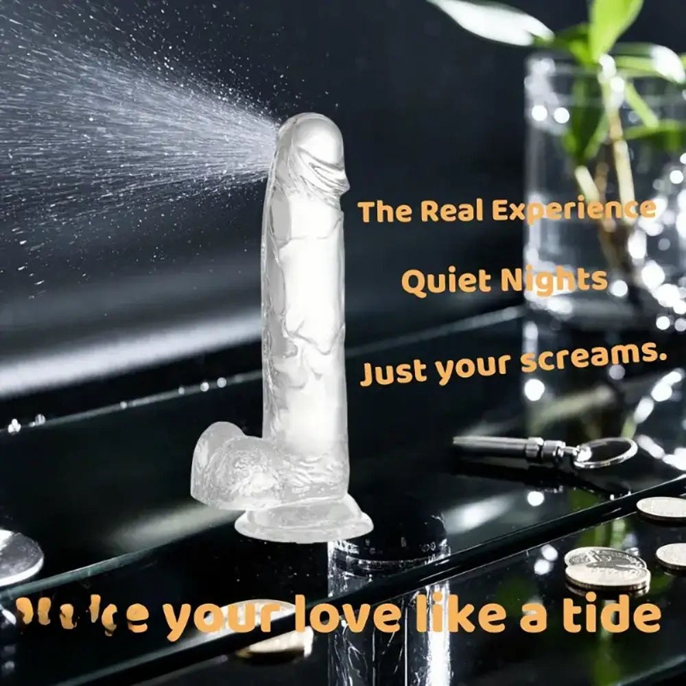 Clear Hands-Free Dildo 7.09in - Realistic Suction Dildo