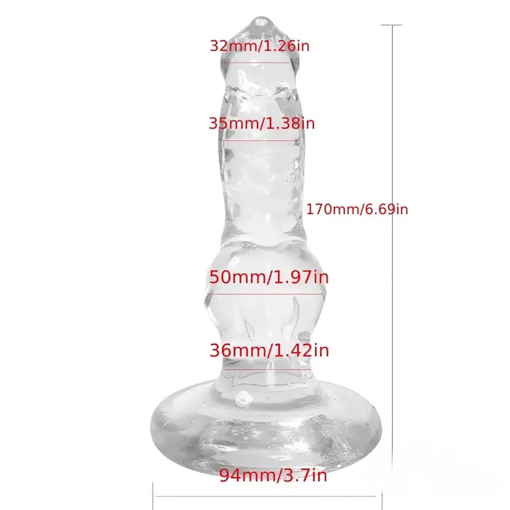 Clear Knotted Animal Dildo - Textured PVC Knot Dildo