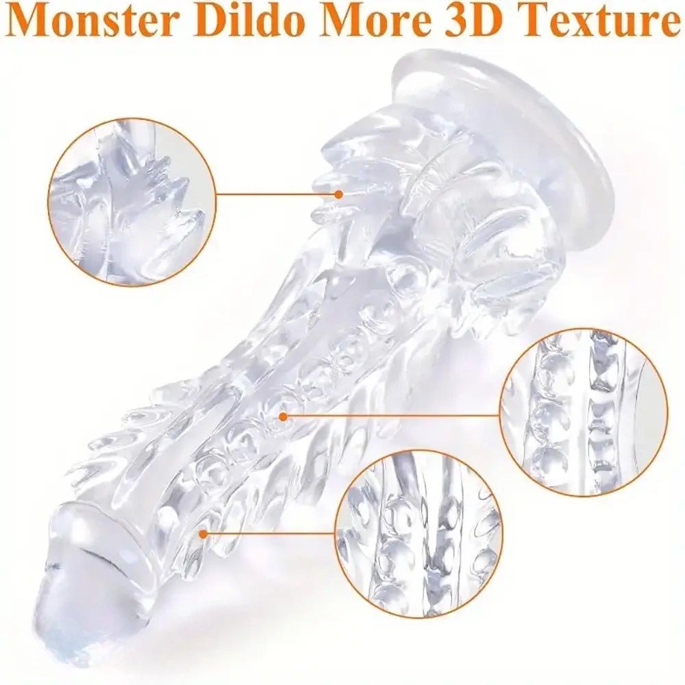 Clear Monster Fantasy Dildo - Wide Clear Fantasy Dildo