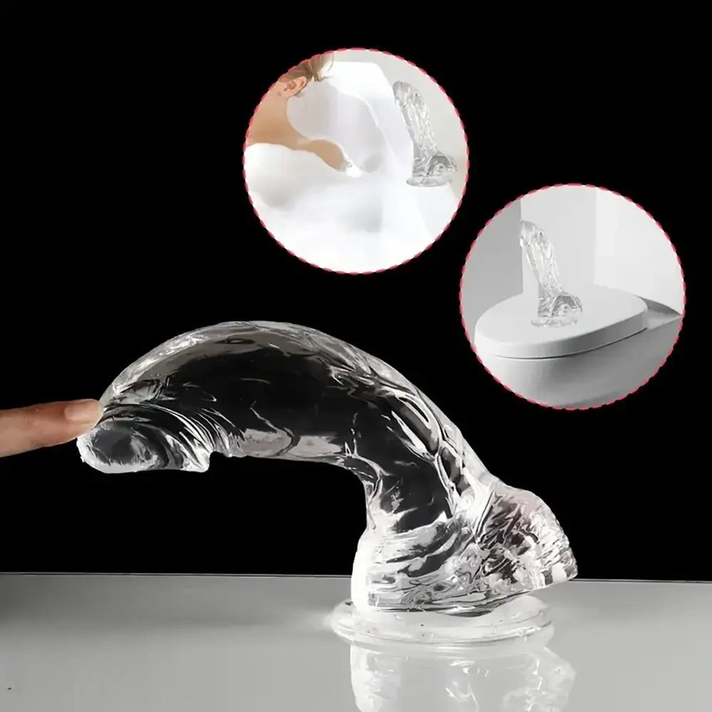 Clear Realistic PVC Dildo 7.68in - realistic dildo