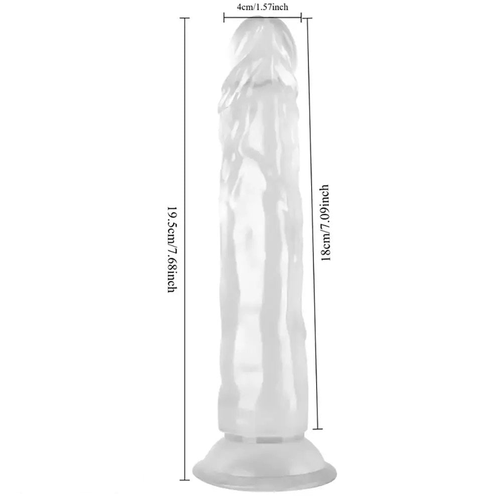 Clear Suction Cup Dildo 7.68 in - Realistic PVC Toy