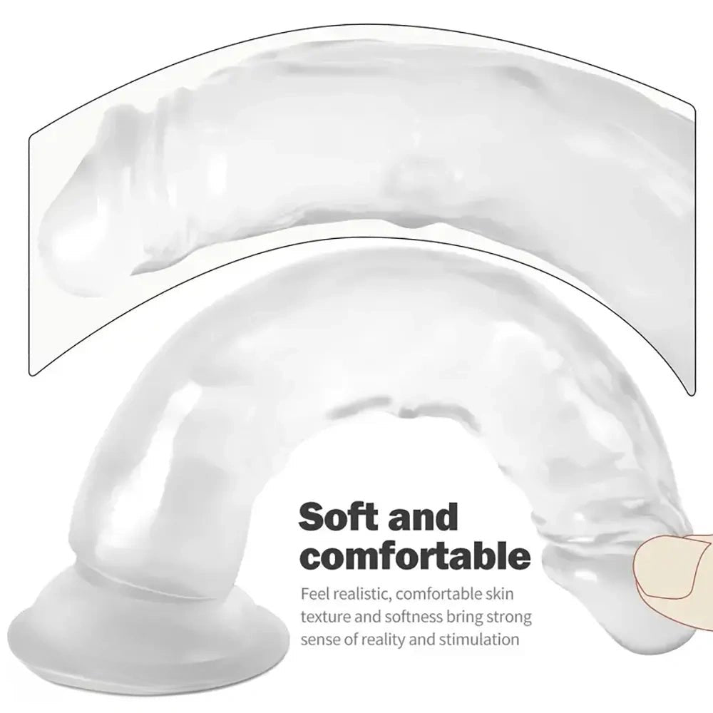 Clear Suction Cup Dildo 7.68 in - Realistic PVC Toy